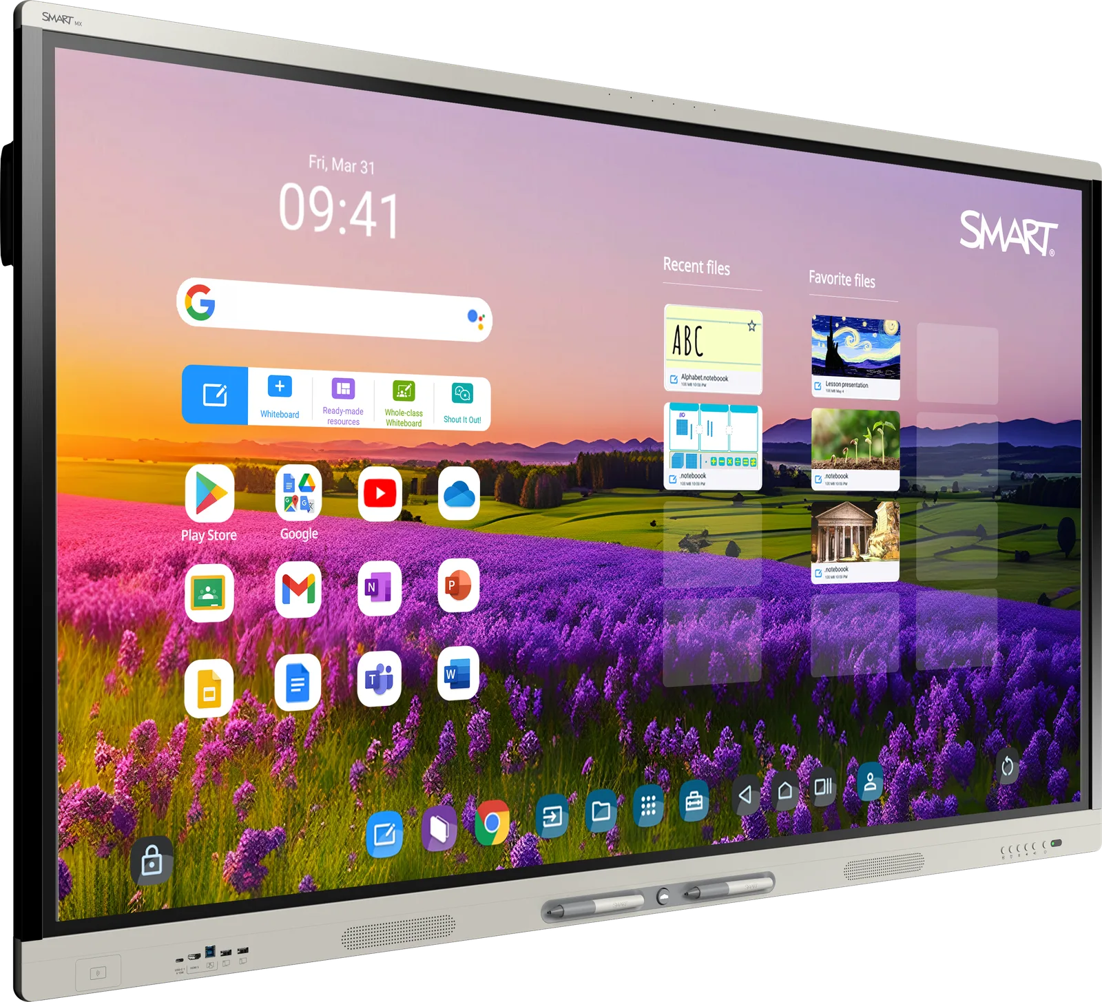 SMART Board MX con la pantalla de inicio de iQ 4